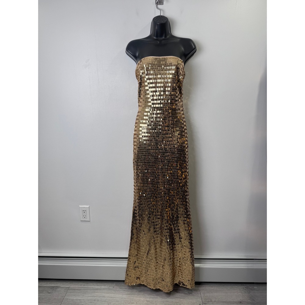 Simon Miller Sculpty Strapless Sequin Maxi Dress Gold Size 4